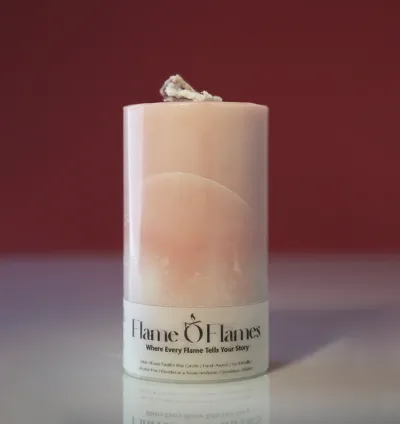Luxury Crackled Marble Texture Pillar Candle – Strawberry & Vanilla Attar | Handcrafted Long-Lasting Scented Candle | Pack of 2