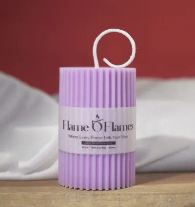 Elegant Lavender Attar Pillar Candle - Handcrafted & Long-Lasting (Pack of 3)