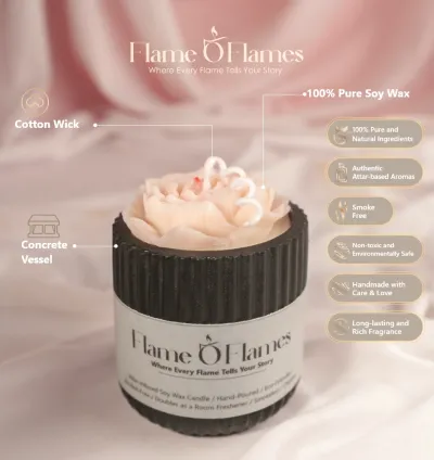 Eternal Rose – Luxury Handmade Concrete Jar Candle with Japanese Rose Attar
