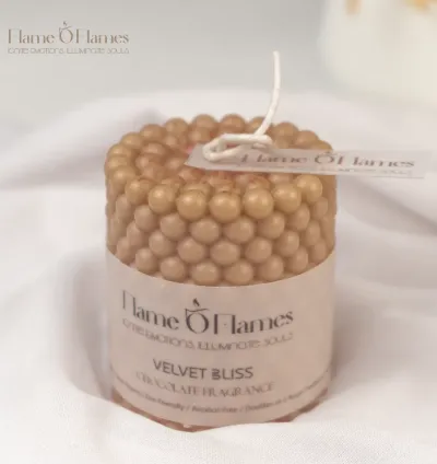 Velvet Bliss – Chocolate Fragrance Attar Pillar Candle | 30+ Hour Burn Time | Pack of 2 by Flame O' Flames