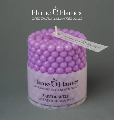 Serene Haze – Lavender Fragrance Attar Pillar Candle | Handmade Soy Candle | 30+ Hour Burn Time | Pack of 2 by Flame O' Flames