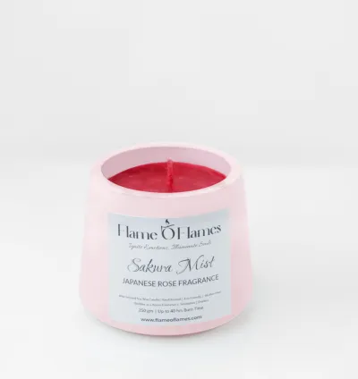 Sakura Mist – Japanese Rose Attar Soy Candle in Baby Pink Concrete Jar