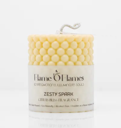Zesty Spark: Citrus Attar Concrete Pillar Candles (Set of 2) | 30+  Hour Burn | Handmade & Eco-Friendly