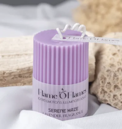 Serene Haze – Lavender Attar Soy Pillar Candle Set (Pack of 3)